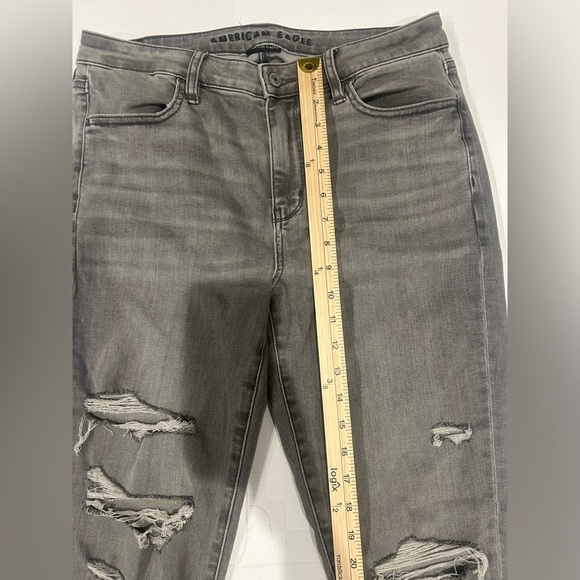 American Eagle Hi Rise Jegging Jeans Women’s 8 Grey Distressed High Rise - Picture 8 of 11